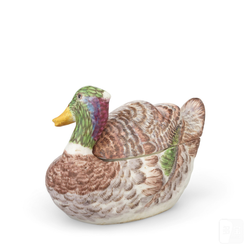 A rare Bow duck tureen and cover, circa 1755-58 - 图10